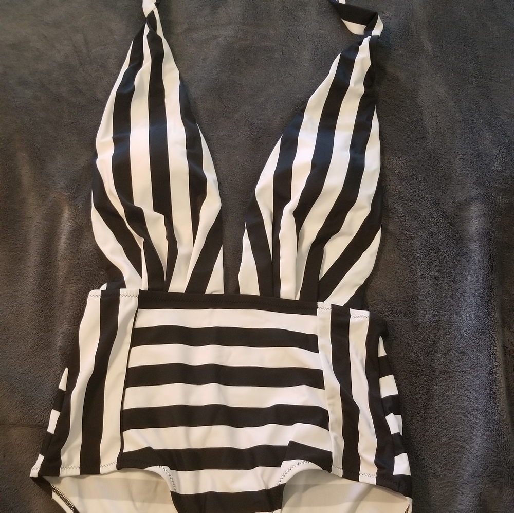 Black and white swimsuit